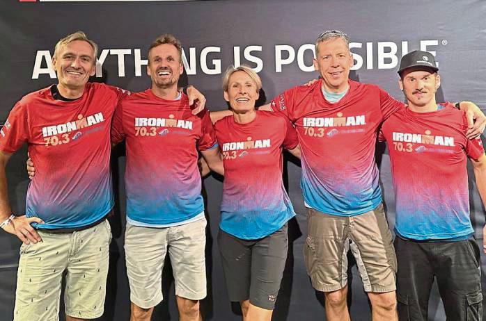Waren beim Ironman in Duisburg für den LTV Lippstadt am Start (v.l.): Thomas Romberg, Andreas Romberg, Petra Romberg, Axel Kaske und Dominik Diers.