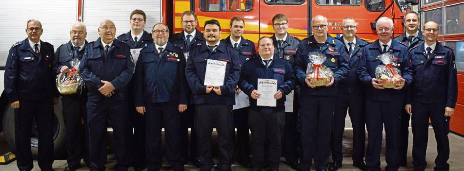 Die Feuerwehreinheit Geseke ehrte langjährige Mitglieder.