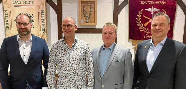 Führungsriege der Lipperoder Schützen: Bataillonskommandeur Philipp Alers, Geschäftsführer Ingmar Krinke, Oberst Jürgen Dewerth und Rendant Thorsten Rother (v.l.).