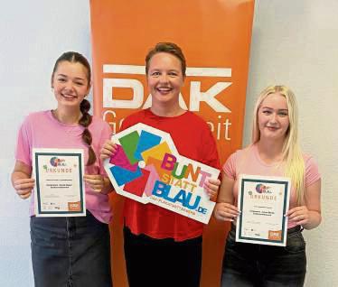 Unser Bild zeigt (v.l.) Greta Schulte, Laura Blankenheim (Lehrerin) und Leonie Steuerwald.