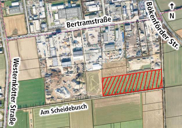 Das Recyclingunternehmen Knepper will im Gewerbegebiet Am Wasserturm wachsen – nördlich des Wirtschaftswegs Am Scheidebusch.