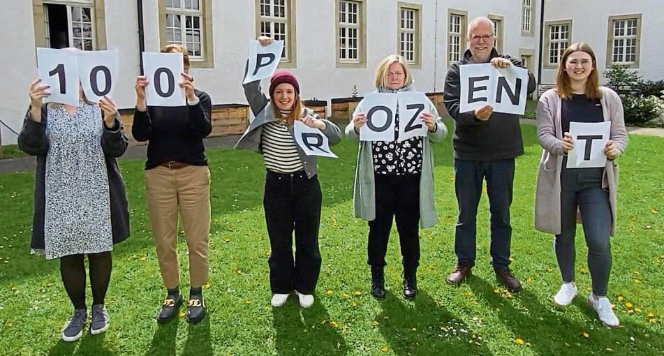 Rufen zur Beteiligung an der Europawahl auf (v.r.): Jana Timmerberg, Matthias Krieg, Sabrina Groppe und Linda Heinemann vom Caritasverband für das Erzbistum Paderborn.