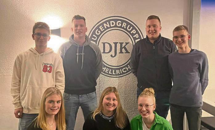 Aktiv in der Jugendgruppe vom DJK Mellrich sind (v.l.) Tom Cordes, Chiara Menke, Lennart Levenig, Vera Süggeler, Amelie Schwietzer, Leonard Schulte und Maximilian Sprink. Foto: Menke