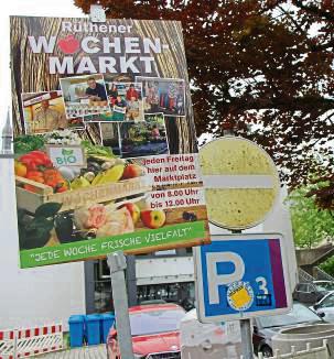 Der Wochenmarkt findet ab kommendem Freitag auf dem Parkplatz P3 statt, weil auf dem Marktplatz gebuddelt wird. Foto: Löseke