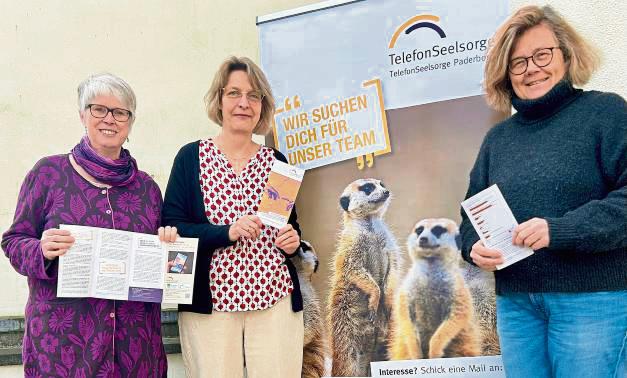 Die Leiterinnen Monika Krieg und Dorothea Wahle-Beer sowie Verwaltungskraft Stephanie Rohde (v.l.) stellten den Jahresbericht der Telefonseelsorge Paderborn vor.