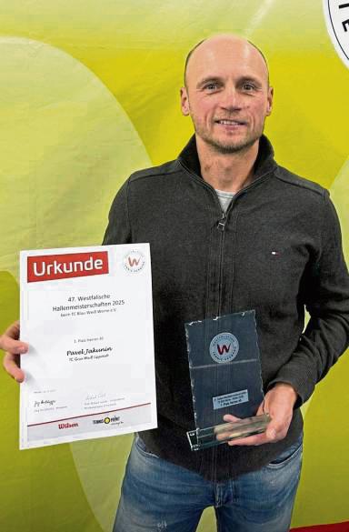 Nichts anbrennen ließ Pavel Jakunin vom TC GW Lippstadt im Finale beim 6:1 und 6:1 gegen Malte Wallstein aus Bochum und sicherte sich so den Hallen-Westfalenmeistertitel der Herren 45.