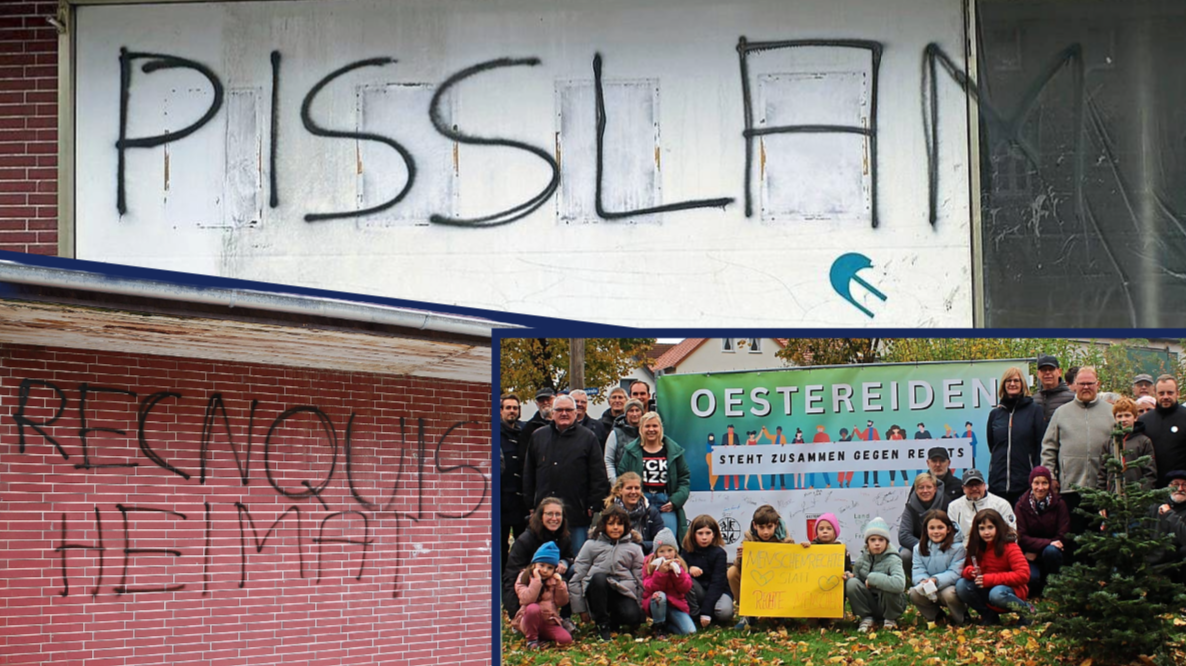 Es ist die dritte fremdenfeindliche Schmiererei an einem Familienwohnhaus in Oestereiden. Bereits im November hatten sich die Dorfbewohner mit einer Kundgebung gewehrt. Das wollen sie jetzt wiederholen. 