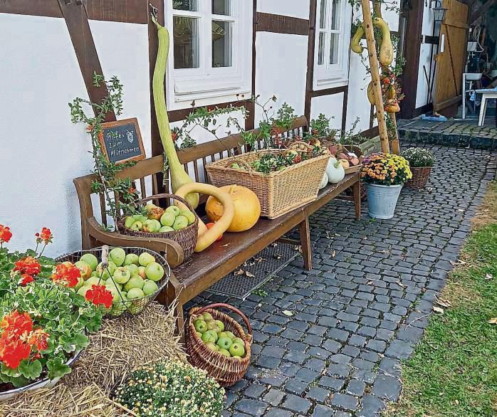 Nicht nur das Erntegut in Rohform, sondern auch Torten, Muß und Reibeplätzchen gibt‘s beim Apfelfest.