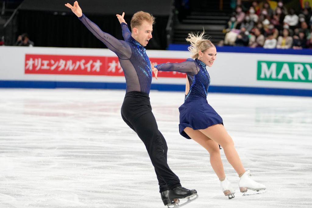 In Aktion: Natalie Taschlerova und Filip Taschler aus der Tschechischen Republik treten bei der Eiskunstlauf Weltmeisterschaft in Japan an. - Foto: Hiro Komae/AP/dpa