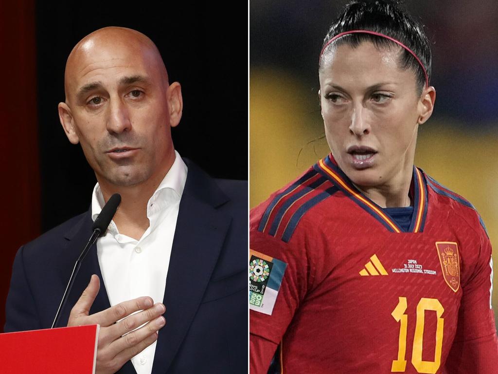 Luis Rubiales hatte Jennifer Hermoso nach dem WM-Sieg auf den Mund geküsst. - Foto: John Cowpland/Rfef/AP/EUROPA PRESS/dpa