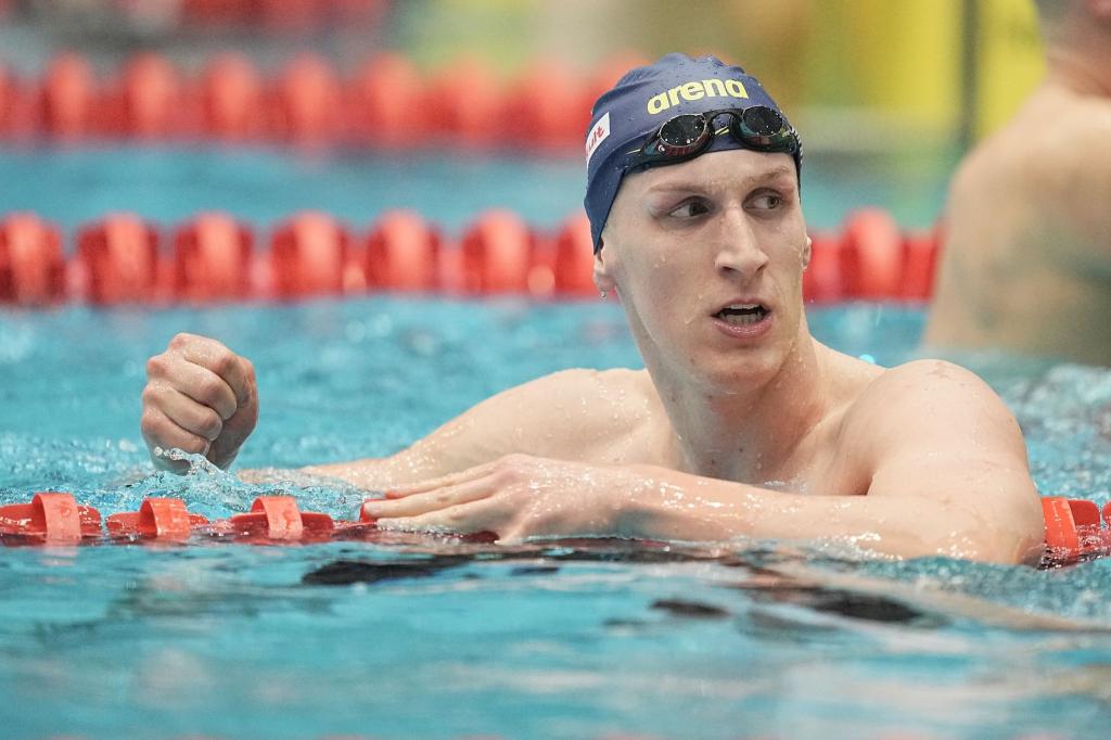 Lukas Märtens schwamm über 400 Meter Freistil knapp am Weltrekord vorbei. - Foto: Michael Kappeler/dpa