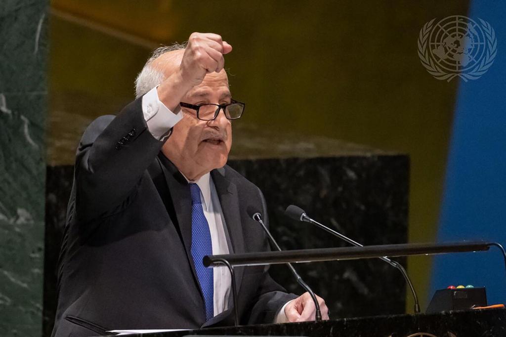 Der palästinensische Botschafter Riad Mansur bei der Vollversammlung der Vereinten Nationen in New York. - Foto: Manuel Elias/UN Photo/dpa