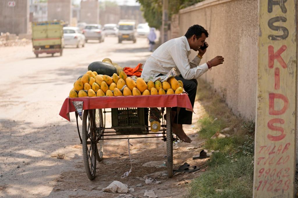 Ein Straßenverkäufer gönnt sich an einem heißen Sommernachmittag eine Auszeit. In weiten Teilen des Nordwestens Indiens herrschen sengende Temperaturen. - Foto: Channi Anand/AP/dpa