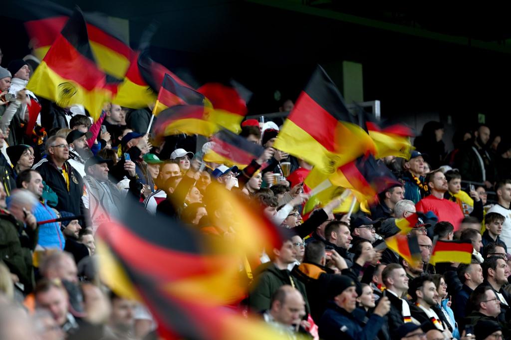 Fans feuern die deutsche Mannschaft an: Besonders gefragt sind vor der Heim-EM Fanartikel. - Foto: Arne Dedert/dpa