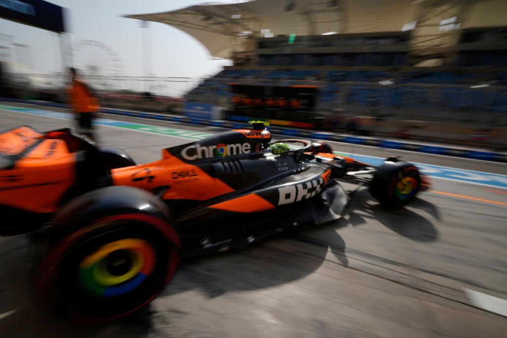 Lando Norris führt vor dem Rennen in Bahrain die WM an. - Foto: Altaf Qadri/AP/dpa