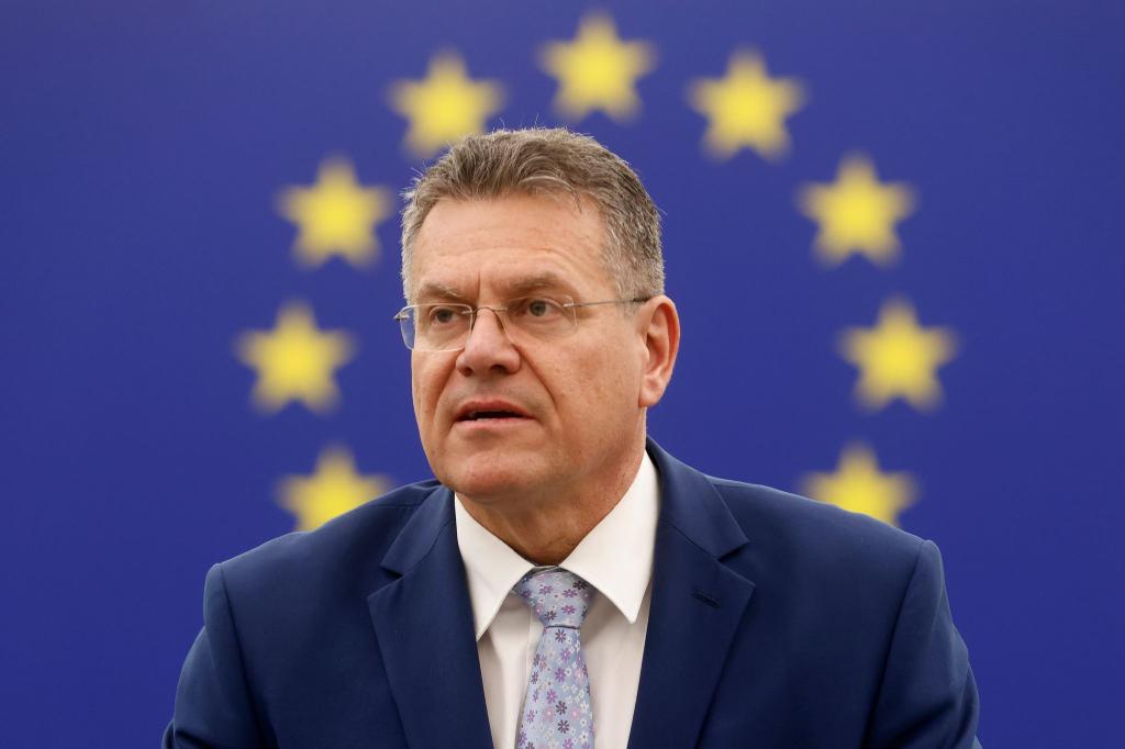 EU-Handelskommissar Maros Sefcovic sucht nach einer Einigung im Zollstreit mit den USA. - Foto: Jean-Francois Badias/AP/dpa