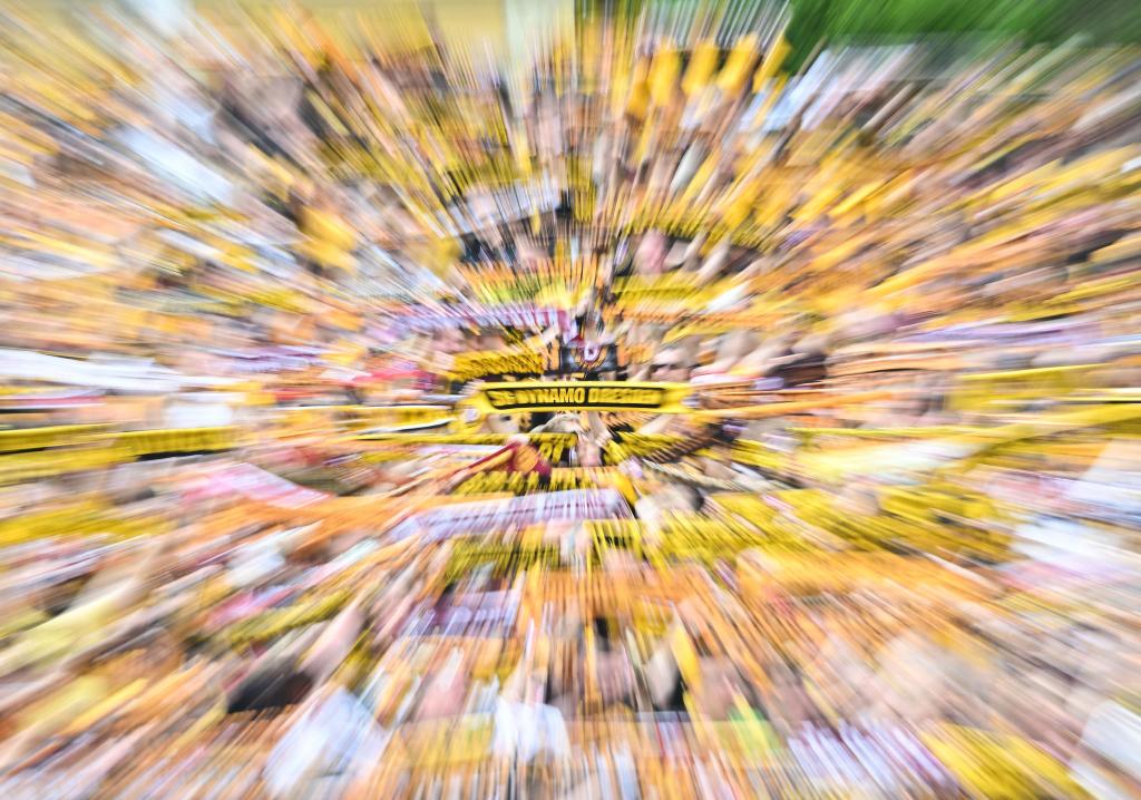 SV Waldhof Mannheim - Dynamo Dresden: Fans stehen beim Public Viewing in der Freilichtbühne Junge Garde. - Foto: Robert Michael/dpa