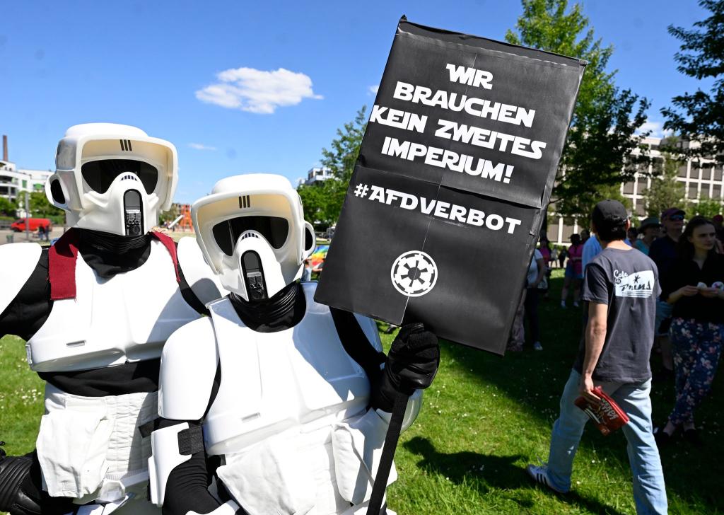 Stormtrooper beim Aktionstag «Keine Ausreden mehr - AfD-Verbot jetzt!» - Foto: Roberto Pfeil/dpa