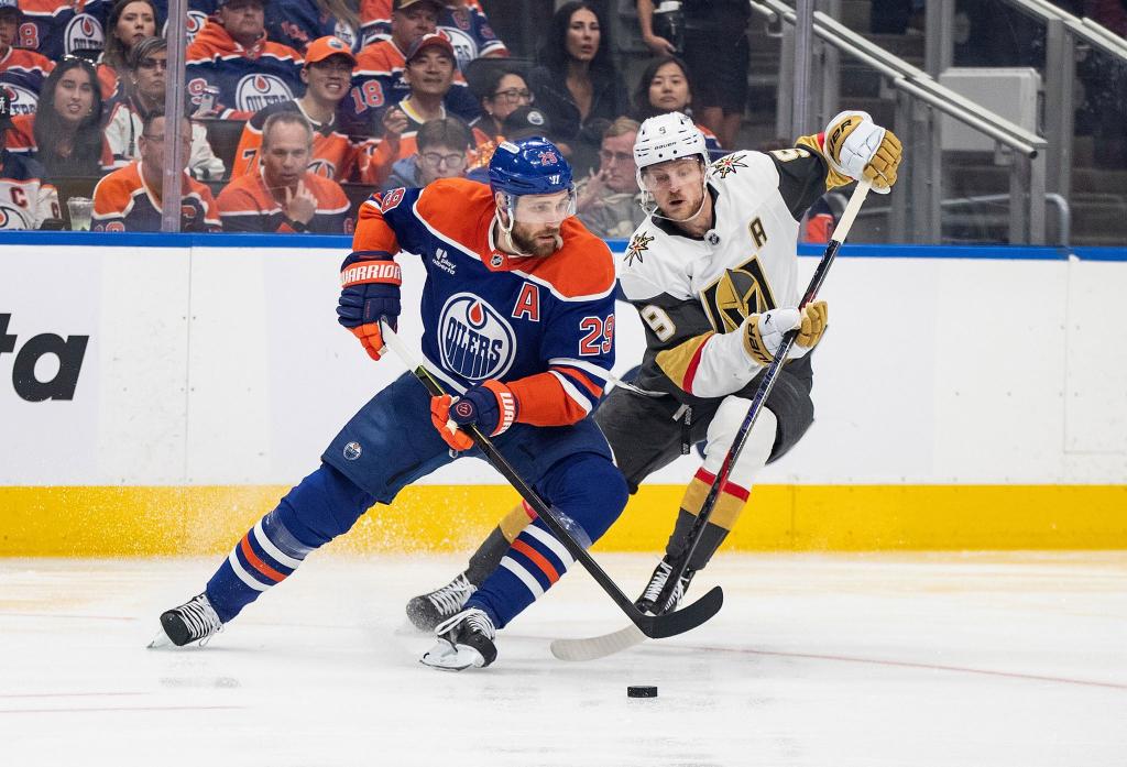 Blieb zum erst zweiten Mal in den Playoffs dieser Saison ohne Torbeteiligung: Leon Draisaitl (l). - Foto: Jason Franson/The Canadian Press via AP/dpa