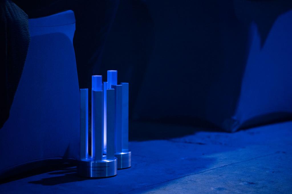 Zwei der begehrten Trophäen beim Deutschen Computerspielpreis. (Archivbild) - Foto: Hannes P Albert/dpa