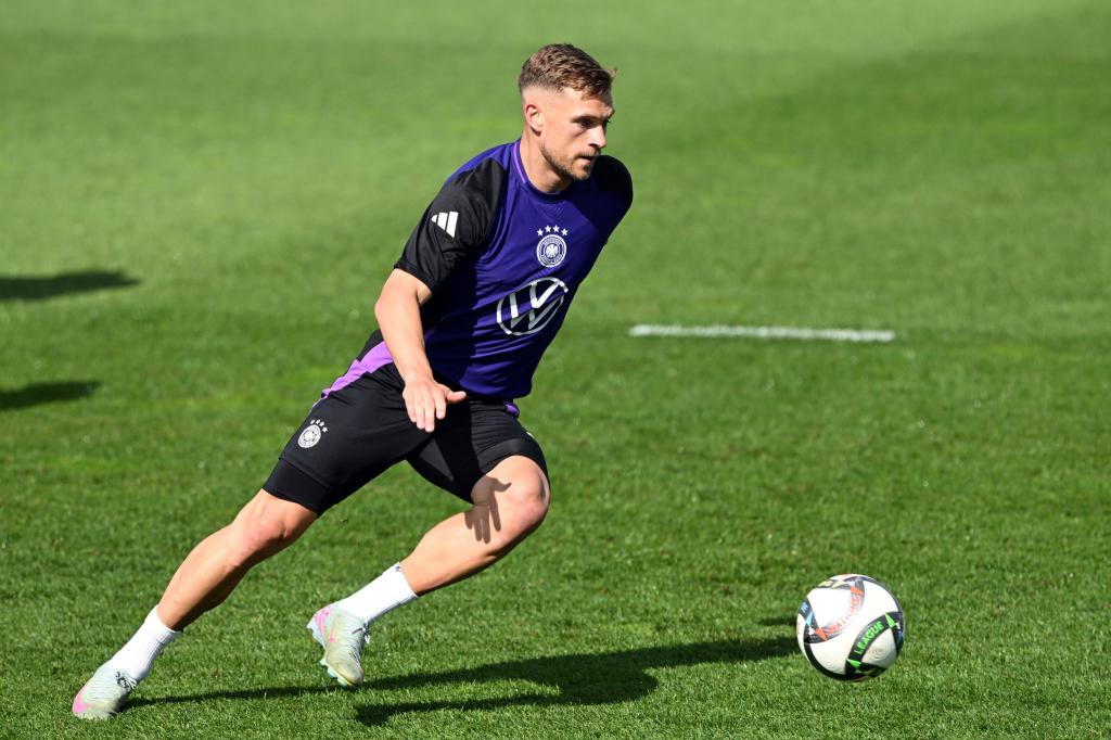 Joshua Kimmich beim Training vor seinem 100. Länderspiel. - Foto: Federico Gambarini/dpa