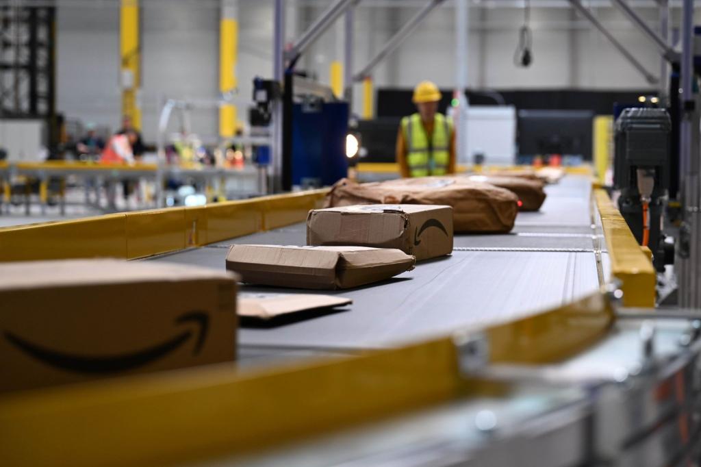 Pakete von Amazon laufen über ein Sortierband - ein Teil der auf amazon.de bestellten Pakete kommen direkt von Amazon, andere von Marktplatz-Firmen. - Foto: Wolf von Dewitz/dpa