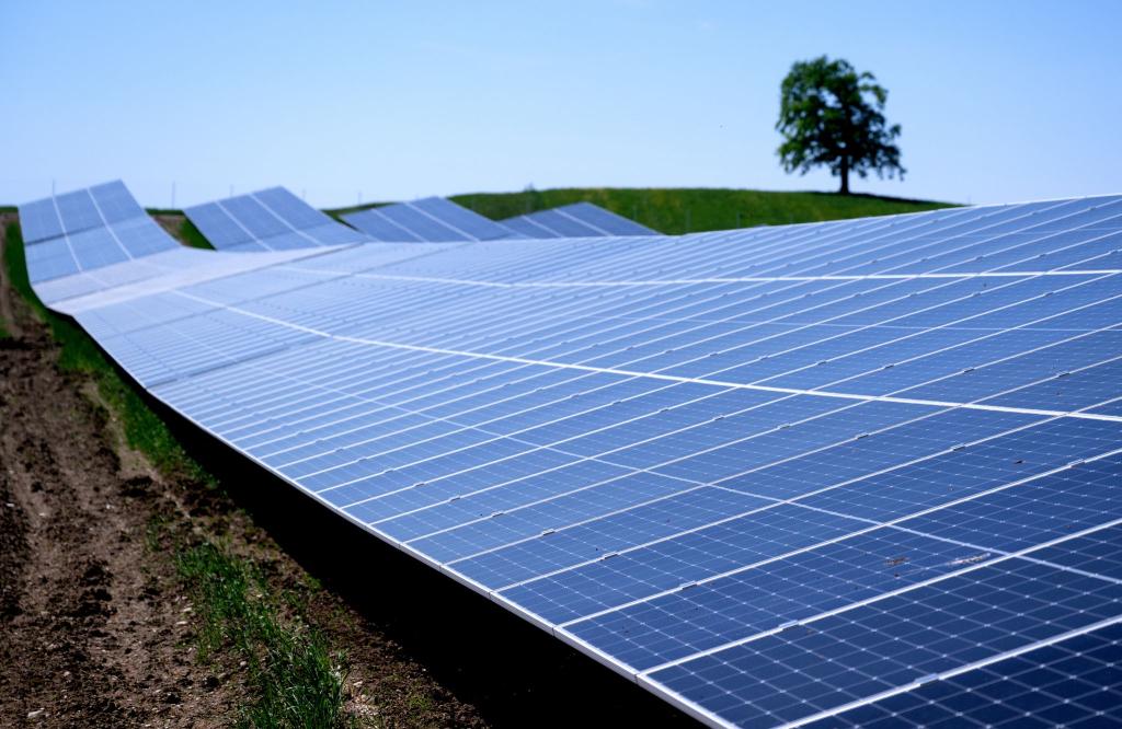 Solarparks wie dieser in der Nähe der Autobahn 95 in Bayern machen knapp ein Drittel der in Deutschland installierten Leistung aus. (Archivbild) - Foto: Sven Hoppe/dpa