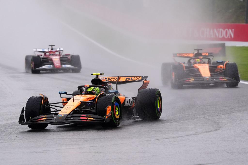Lando Norris führte nur kurz vor Oscar Piastri. - Foto: Bradley Collyer/PA Wire/dpa