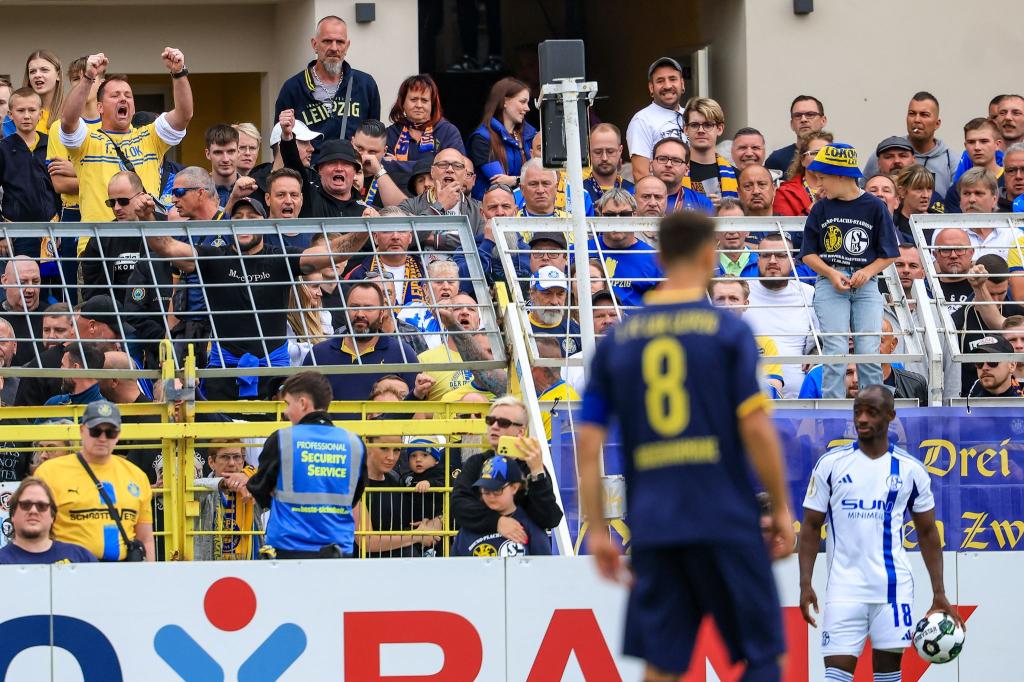 Christopher Antwi-Adjei (r, FC Schalke 04) steht bei einem Einwurf. Der Spieler gab nach dem Spiel an, dabei rassistisch beleidigt worden zu sein. - Foto: Jan Woitas/dpa
