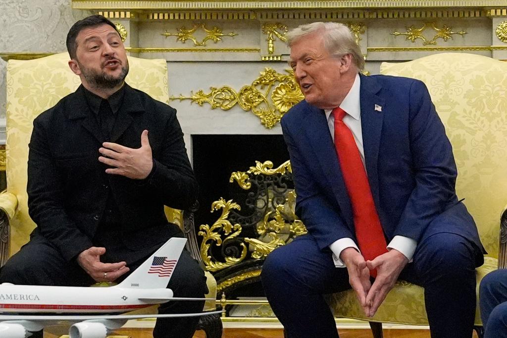 Selenskyj und Trump sprachen gemeinsam vor Journalisten. - Foto: Julia Demaree Nikhinson/AP/dpa
