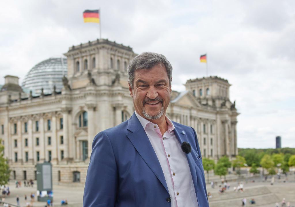Markus Söder (CSU), Bundesvorsitzender, beim ARD-Sommerinterview vor einem Jahr. - Foto: Joerg Carstensen/dpa