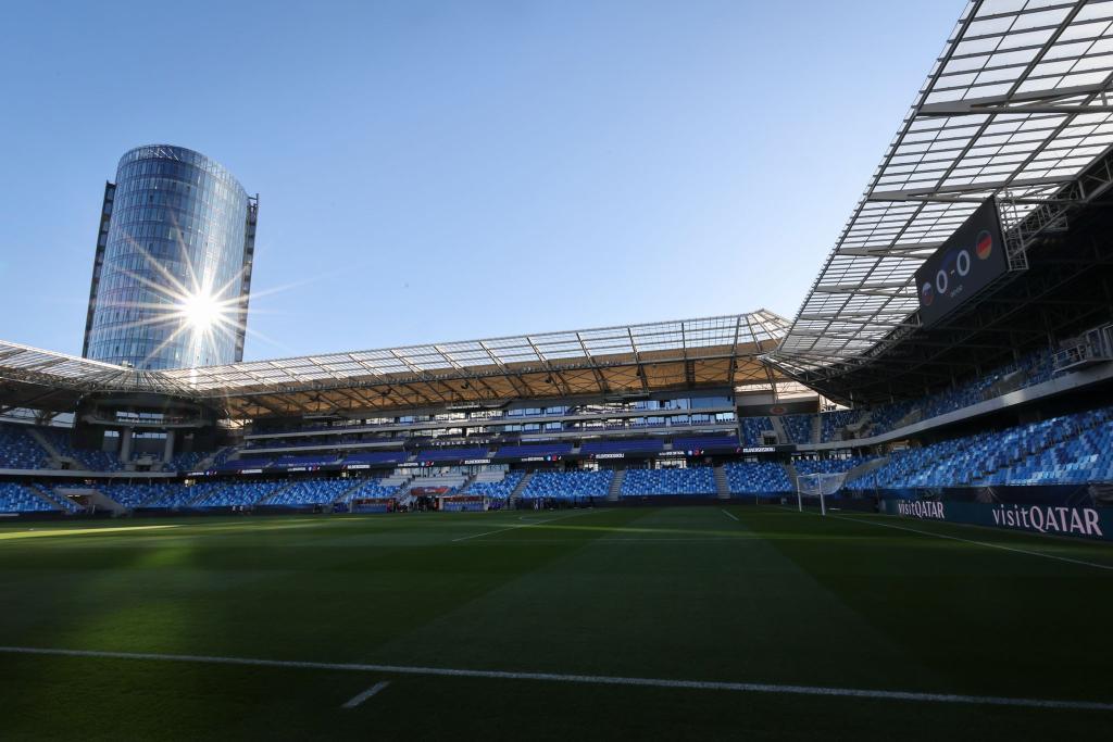 Hier wird gespielt: Blick ins Nationalstadion in Bratislava. - Foto: Christian Charisius/dpa