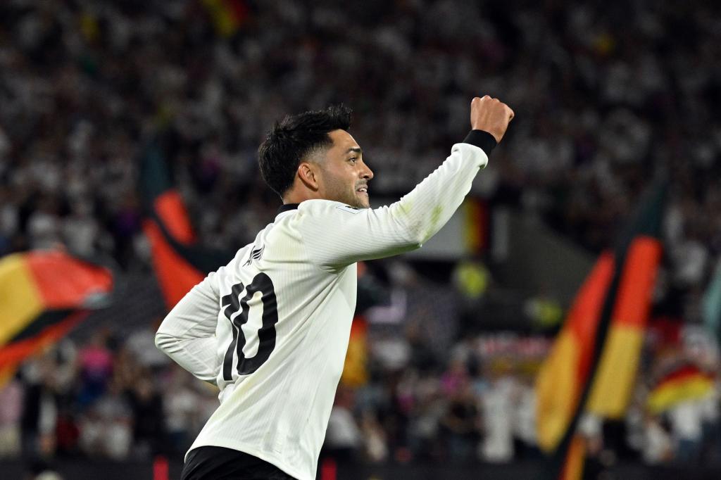 Nadiem Amiri bejubelt sein Tor gegen Nordirland. - Foto: Federico Gambarini/dpa