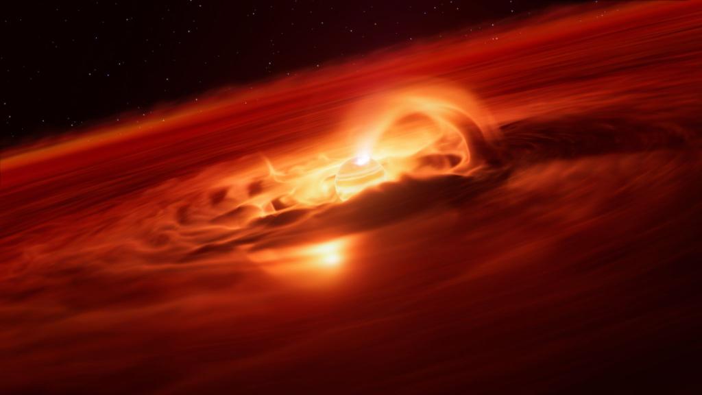 Sechs Milliarden Tonnen pro Sekunde: Dieser Planet ist wahrlich ein Gierschlund. - Foto: M. Kornmesser/ESO/L. Calçada/dpa