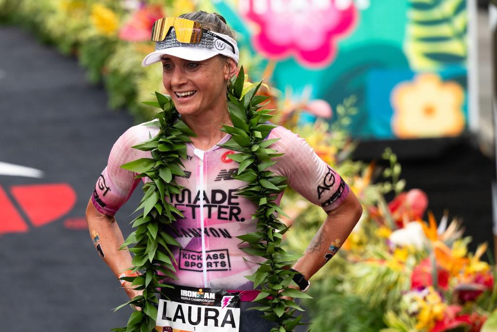 Erschöpft, aber glücklich: Laura Philipp holte sich Platz drei auf Hawaii. - Foto: BEAUTIFUL SPORTS/Hilger/BEAUTIFUL SPORTS/dpa