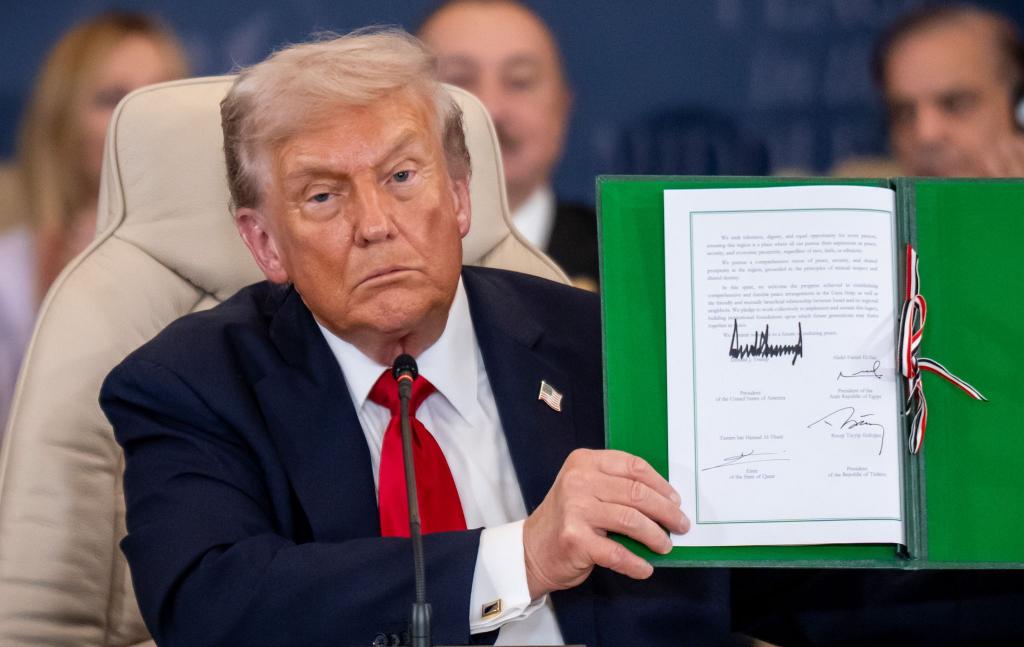 US-Präsident Trump zeigt ein gewisses Verständnis dafür, dass die Hamas im Gazastreifen Gegner hinrichtet. (Archivbild) - Foto: Michael Kappeler/dpa
