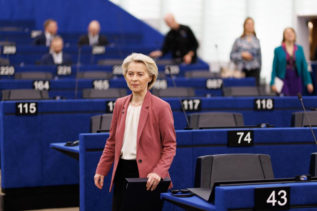 Von der Leyen warnt im Europaparlament vor Importabhängigkeit. - Foto: Philipp von Ditfurth/dpa