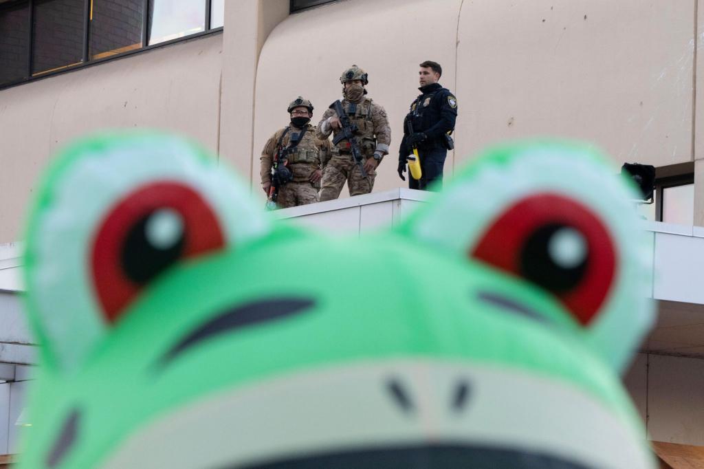 Protestaktion im Froschkostüm vor ICE-Gebäude in Portland - Foto: Jenny Kane/AP/dpa