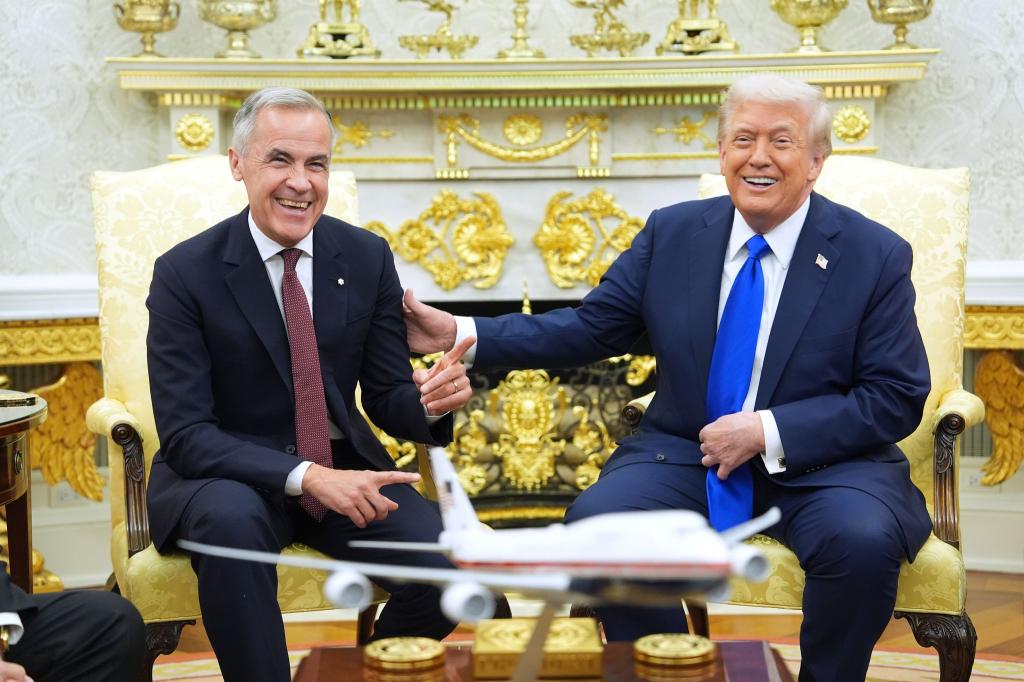 Der Zölle-Clip hatte das Verhältnis zwischen US-Präsident Donald Trump und Kanadas Premier Mark Carney belastet. (Archivbild). - Foto: Evan Vucci/AP/dpa