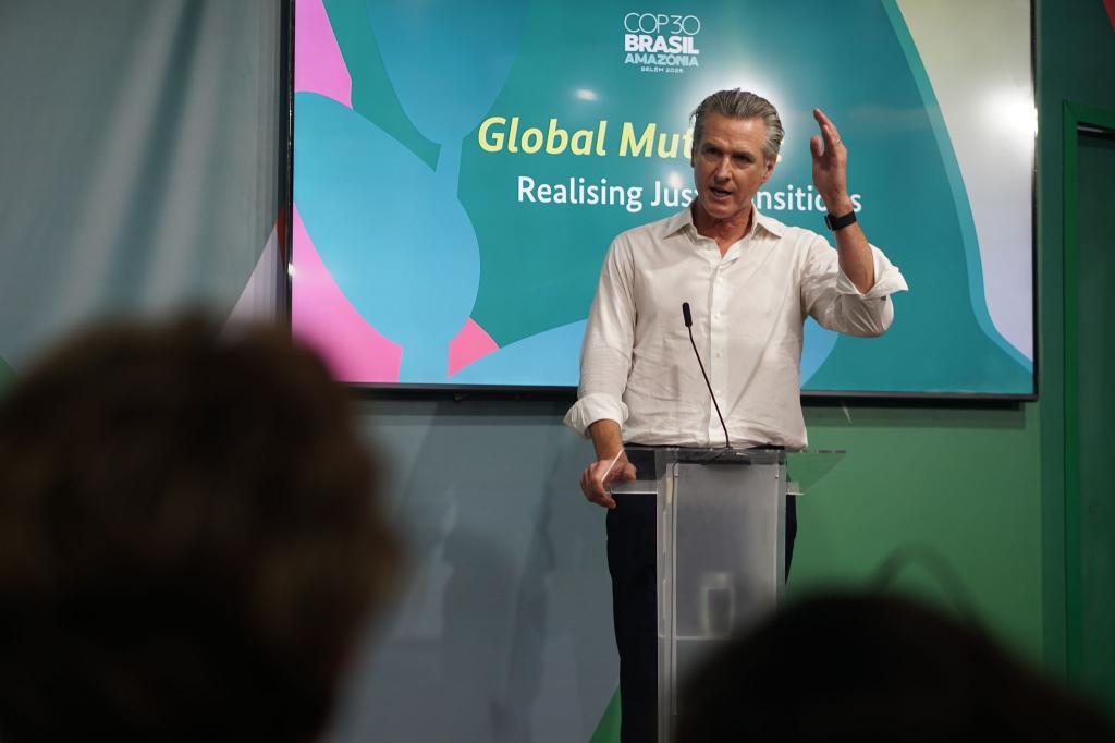 Der demokratische Politiker Gavin Newsom will Hoffnung auf der Weltklimakonferenz verbreiten. - Foto: Larissa Schwedes/dpa