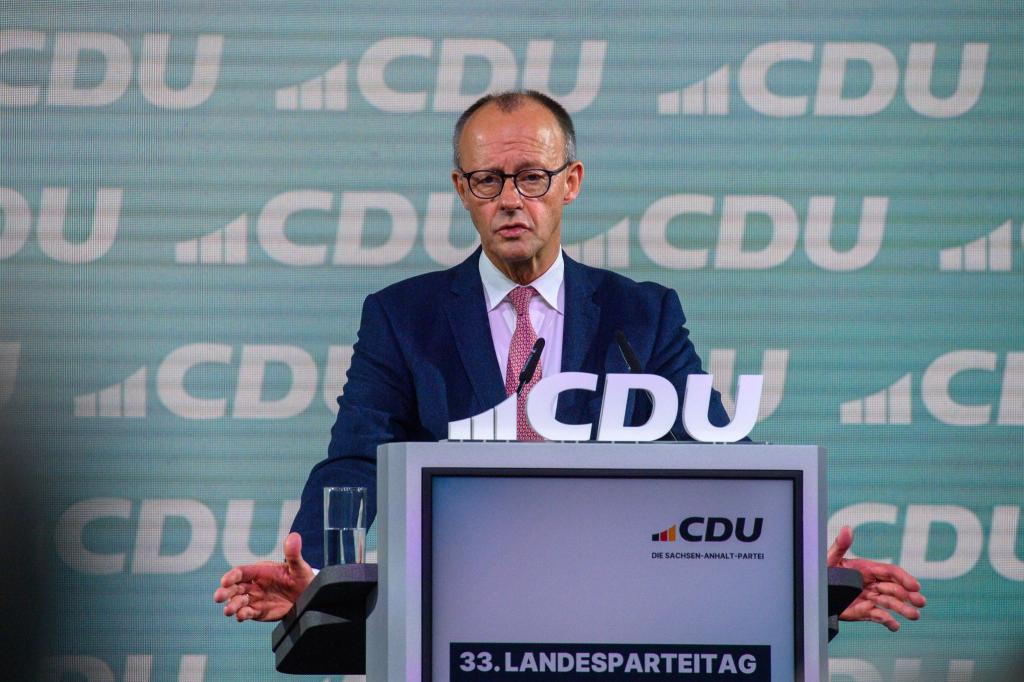 Bundeskanzler Friedrich Merz (CDU) betrachtet es als Glück und Zufall, im Westen geboren und aufgewachsen zu sein. - Foto: Klaus-Dietmar Gabbert/dpa