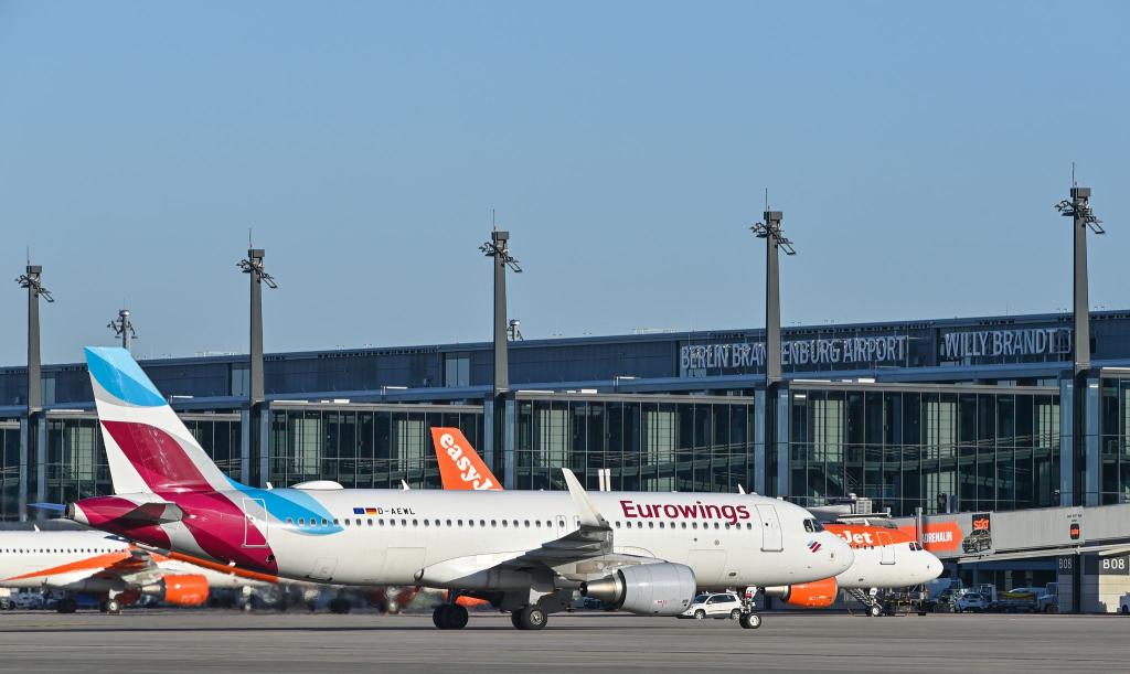 Eurowings-Maschine am Flughafen - einsteigen mit gutem Gewissen, weil man Klimaschutzprojekte unterstützt hat? - Foto: Patrick Pleul/dpa-Zentralbild/dpa