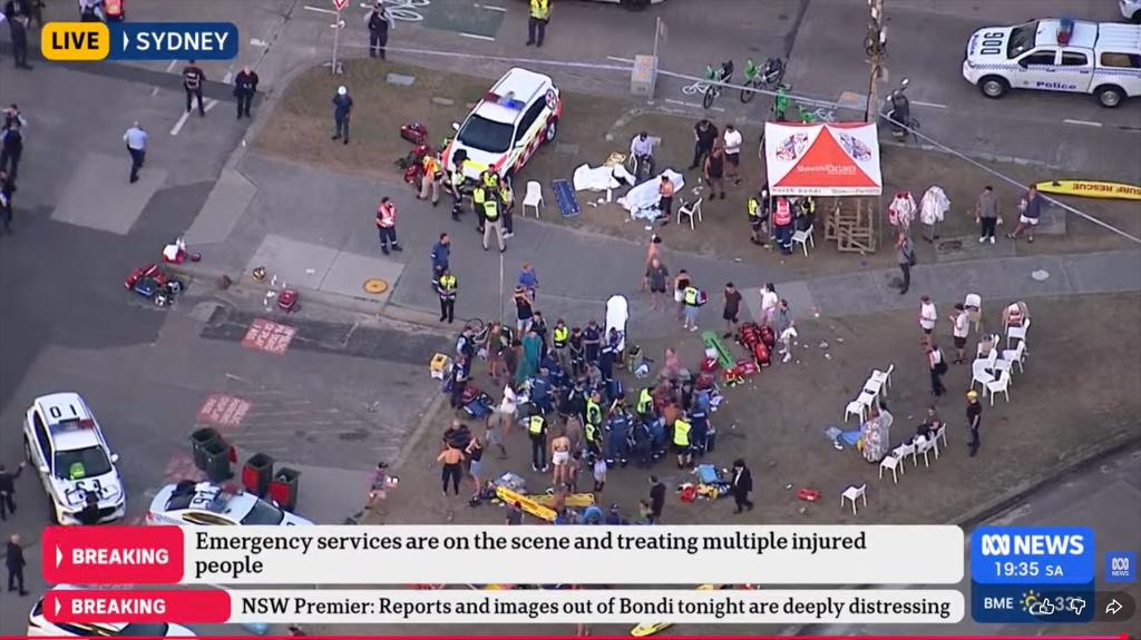 Bei dem Angriff in der australischen Metropole Sydney sind mehrere Menschen getötet worden. - Foto: Supplied/ABC NEWS/AAP/dpa