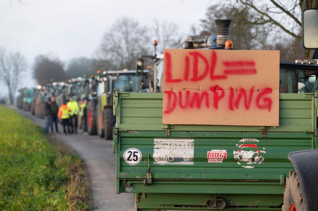Laut Polizei demonstrierten Landwirte mit rund 140 Traktoren. - Foto: Marijan Murat/dpa