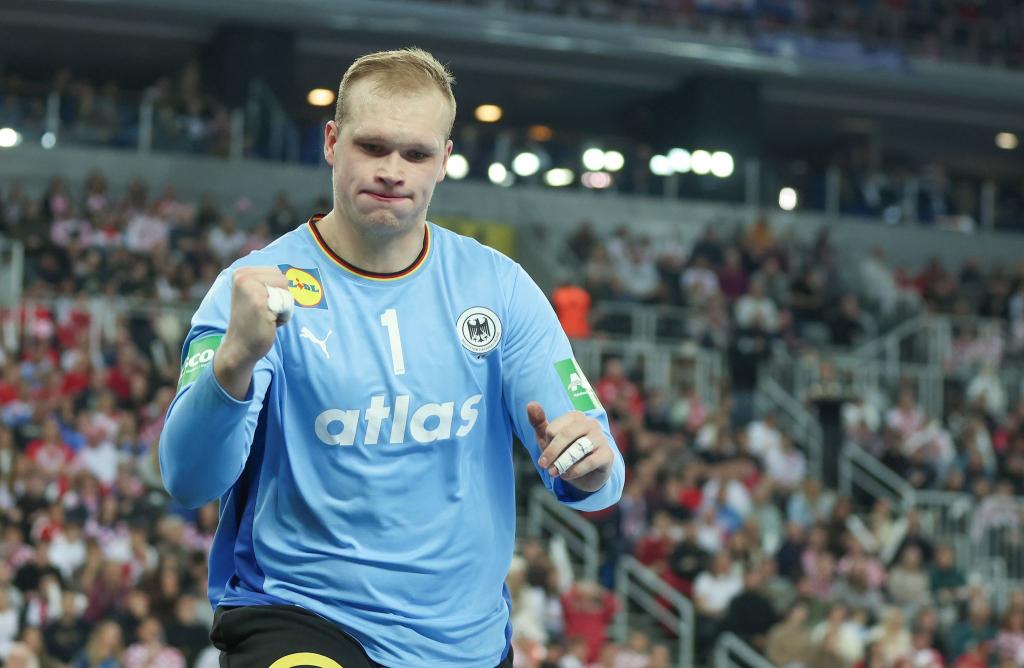 David Späth spielt im Test gegen Kroatien stark. - Foto: Goran Stanzl/PIXSELL/dpa