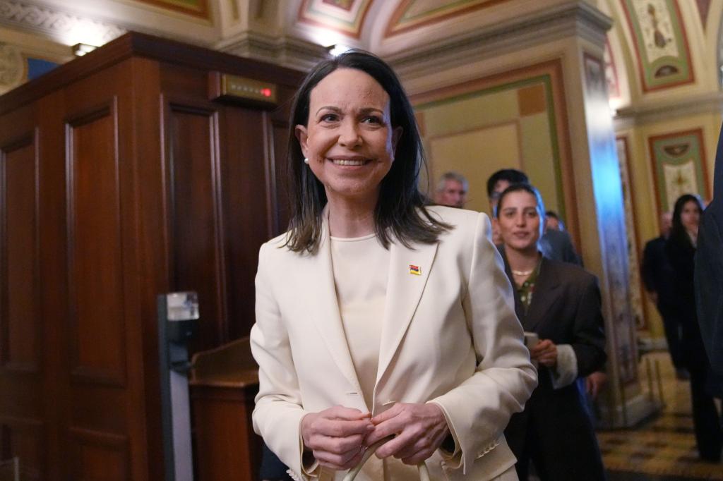 Die venezolanische Oppositionsführerin María Corina Machado ist um ein gutes Verhältnis zu Donald Trump bemüht. (Archivbild) - Foto: Allison Robbert/AP/dpa