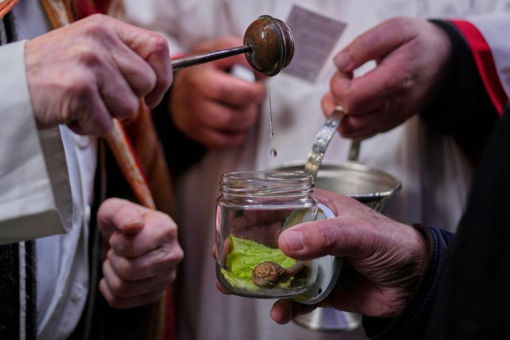 Die Tradition der katholischen Tiersegnung geht auf das Mittelalter zurück. Früher ließen die Bauern ihr Vieh segnen, heute sind es vor allem Städter, die ihre Lieblinge immer an einem 17. Januar, dem Fest von San Antón, dem Schutzeiligen der Tiere, zur Kirche tragen. - Foto: Manu Fernandez/AP/dpa