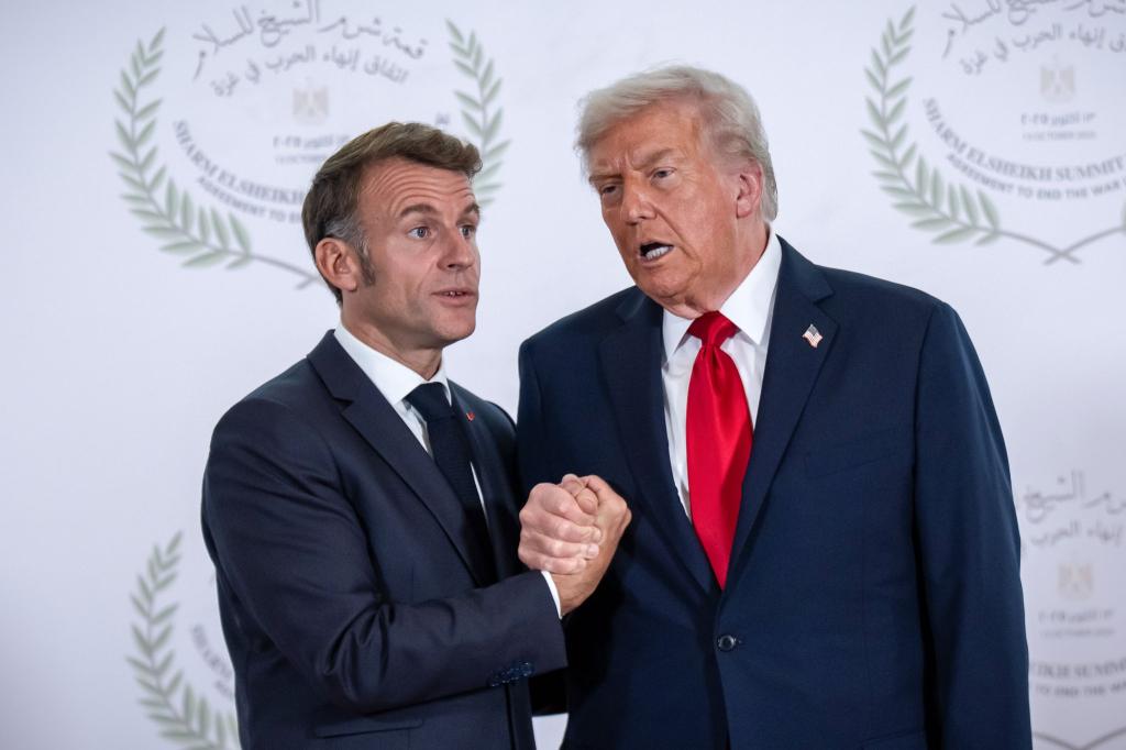 Trump droht: Sollte Frankreich dem «Friedensrat» nicht beitreten, könnte es hohe Zölle geben. (Archivbild) - Foto: Michael Kappeler/dpa
