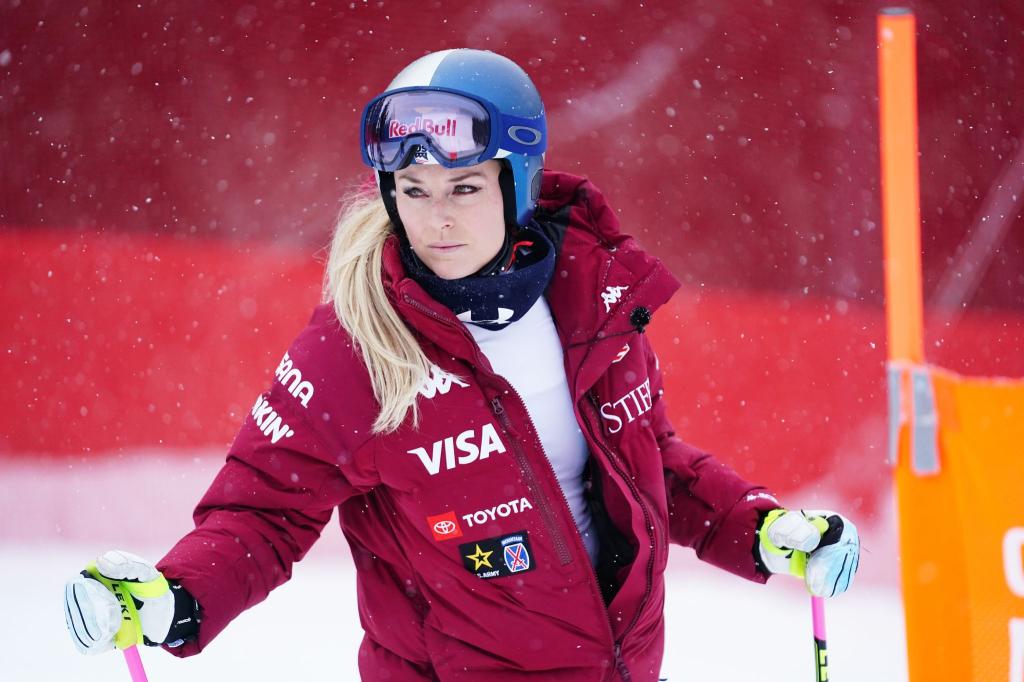 Lindsey Vonn bei der Besichtigung der Abfahrt in Crans-Montana am Freitag. - Foto: Pier Marco Tacca/AP/dpa