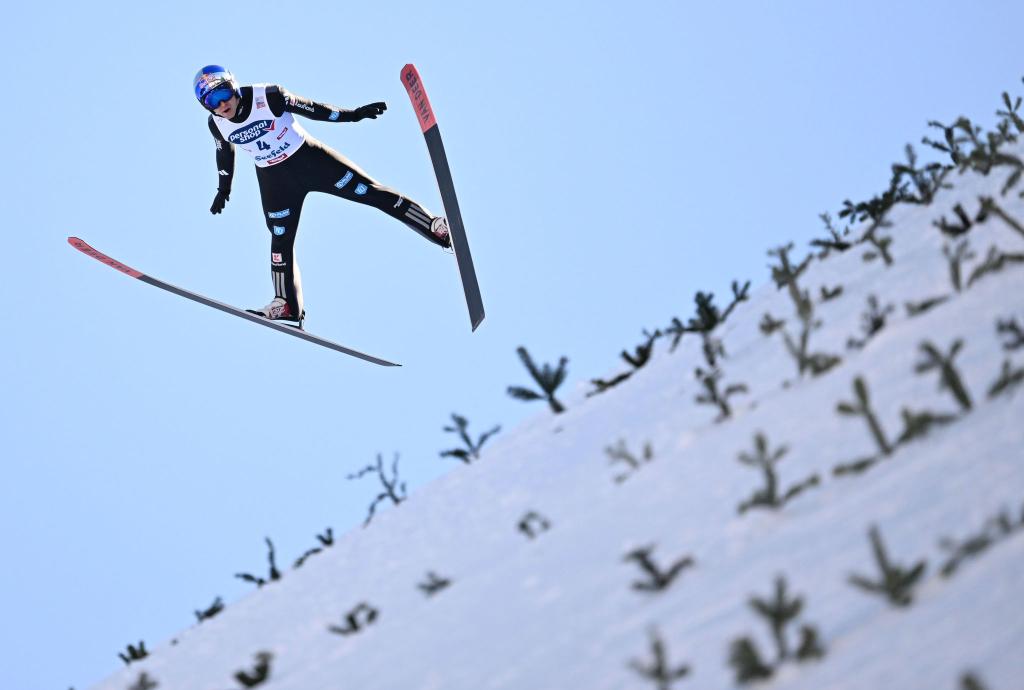 Vinzenz Geiger feiert den Sieg in Seefeld. - Foto: Barbara Gindl/APA/dpa
